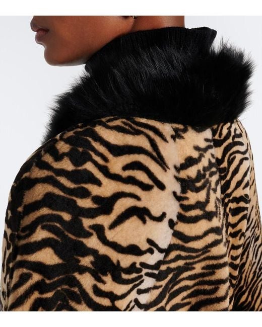 Nour Hammour Black Olympe Printed Shearling Poncho