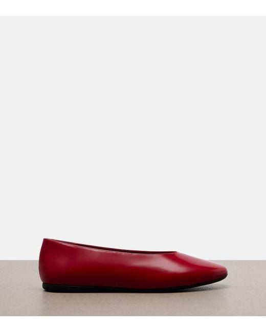 Prada Red Leather Ballet Flats