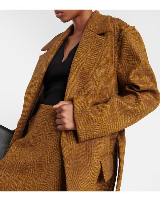Victoria Beckham Brown Wool-Blend Coat