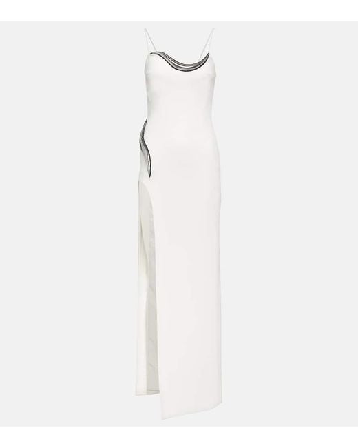 Robe Longue En Crepe A Ornements David Koma en coloris White