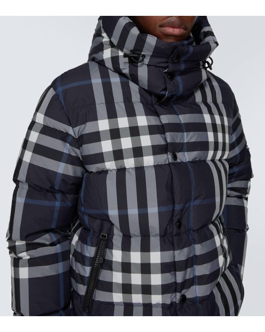 Burberry Blue Check Puffer Jacket for men