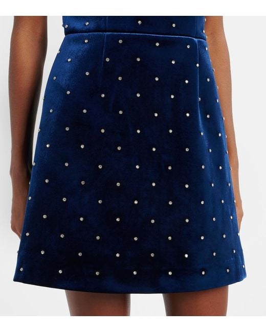 Rebecca Vallance Blue Vivicia Embellished Velvet Minidress