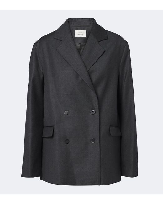 Loulou de Saison Black Donau Double-Breasted Virgin Wool Blazer