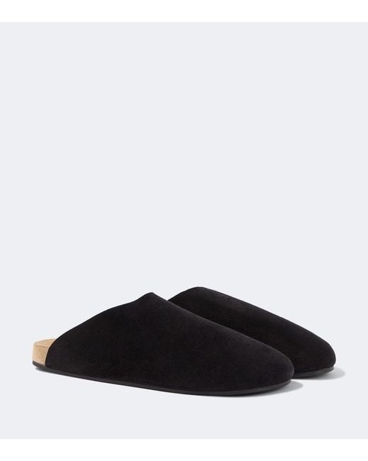 The Row Black New Lucca Suede Slip-On Shoes for men