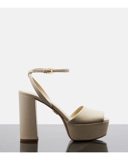 Prada Natural Leather Platform Sandals