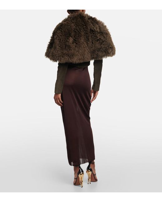 Alaïa Green Cropped Shearling And Suede Jacket