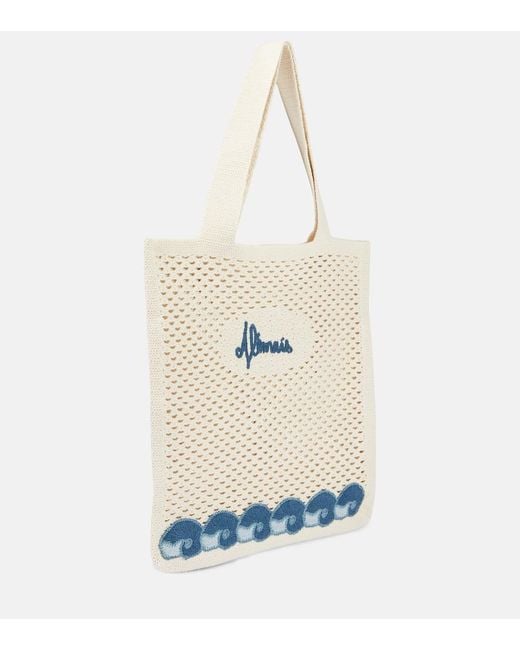 ALÉMAIS White Splash Applique Crochet Tote Bag