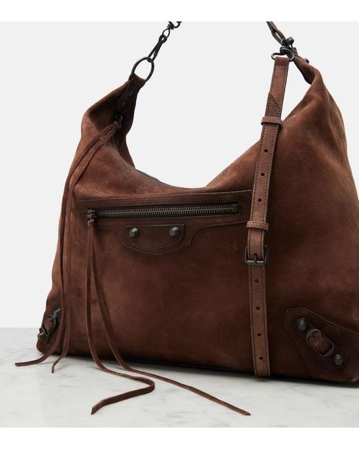 Balenciaga Brown Le City Medium Suede Tote Bag