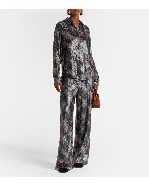 Dries Van Noten Gray Squined Shirt