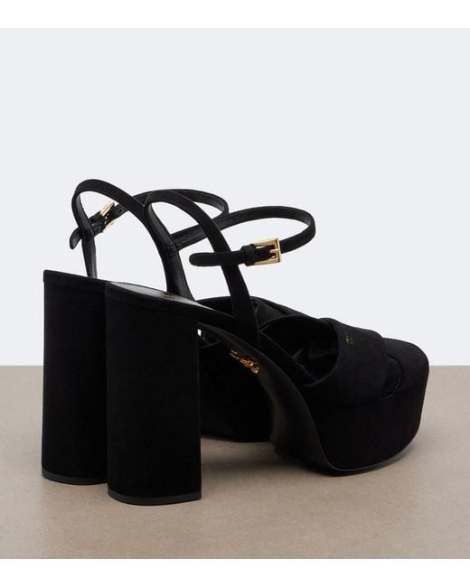 Prada Black Suede Platform Sandals