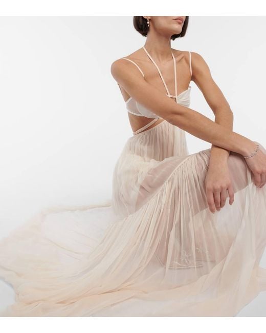 Vestido De Novia En Gasa De Seda Nensi Dojaka de color White