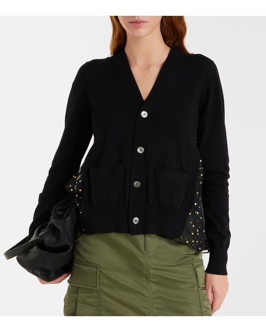 Sacai Black Printed Cotton Cardigan