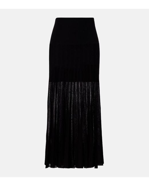 Isabel Marant Black Ezra Pleated Semi-Sheer Crepe Skirt