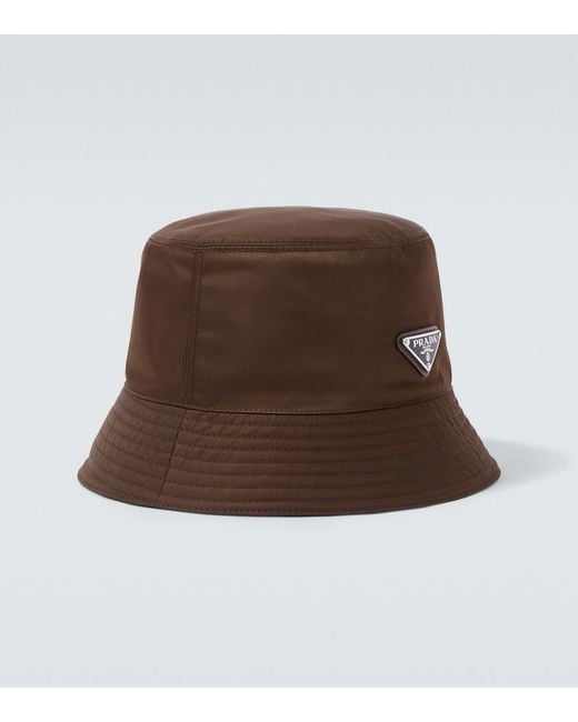 Prada Brown Re-Nylon Bucket Hat for men