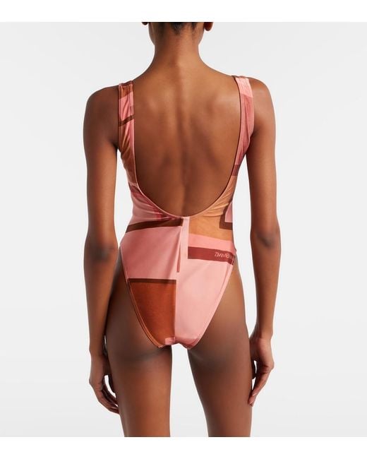 Zimmermann Red Como Printed Bodysuit