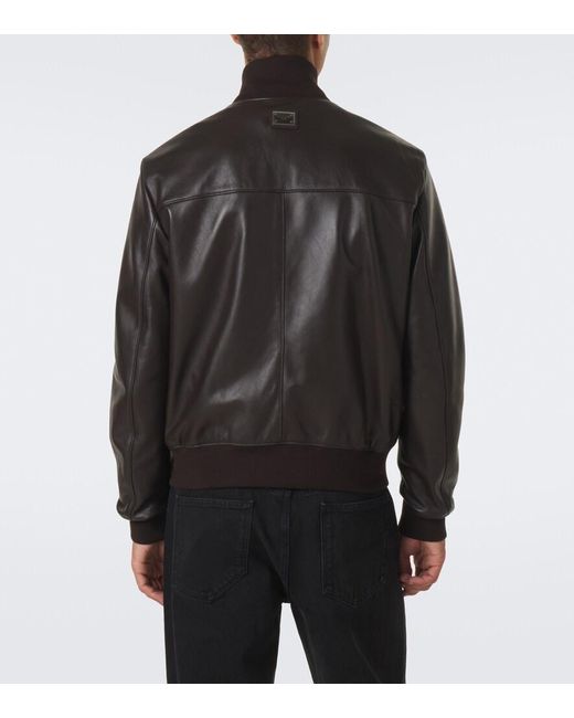 Dolce & Gabbana Black Leather Blouson Jacket for men