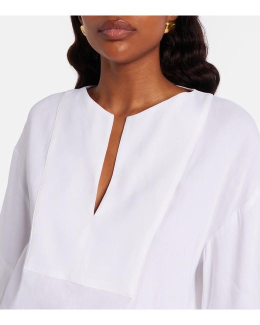 Max Mara White Sospiro Linen-Blend Top