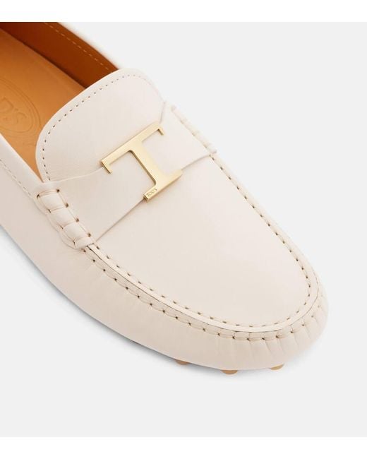 Tod's White Mokassins Gommino Bubble Aus Leder