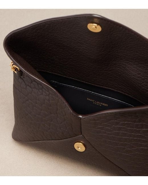 Saint Laurent Black Cassandre Small Leather Clutch