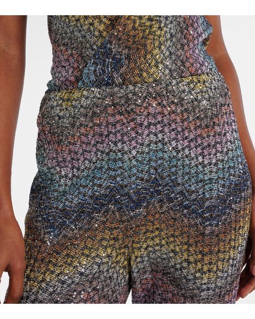 Missoni Blue Sequined Lame Flared Pants