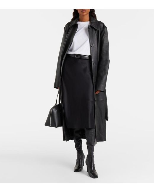Joseph Black Isaak Silk Satin Midi-Skirt