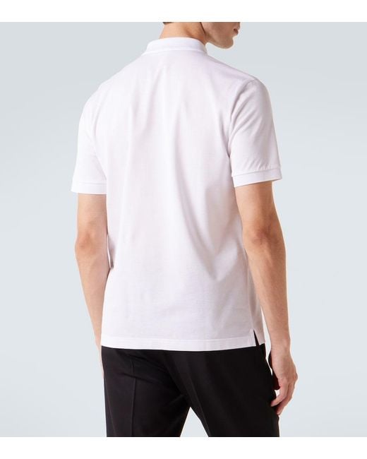 Polo De Algodon Con Logo Prada de hombre de color White