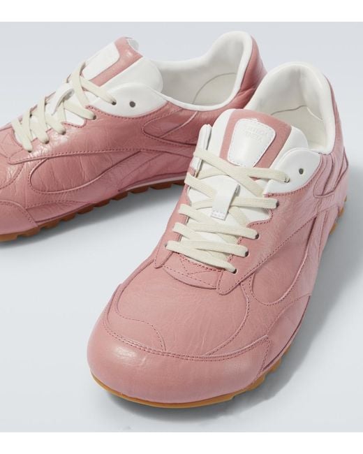 Bottega Veneta Pink Orbit Flash Leather Sneakers for men