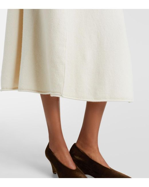 Extreme Cashmere White N°388 Ease Cashmere-Blend Midi Skirt