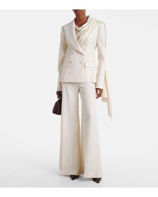 Nina Ricci Natural Scarf-Detail Virgin Wool Gabardine Blazer