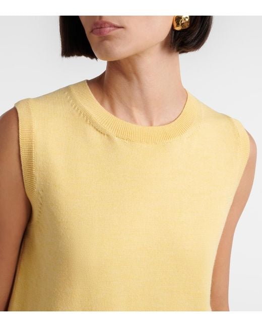 Oscar de la Renta Yellow Virgin Wool Sweater Vest