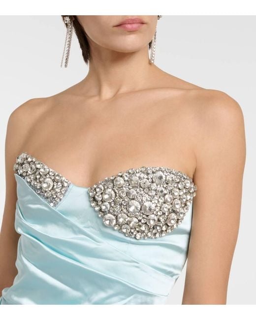 Vestido Corto De Saten Con Cristales Area de color Blue