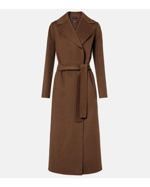 Max Mara Brown Poldo Virgin Wool Wrap Coat
