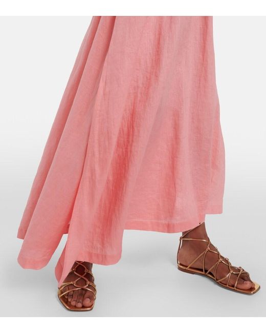 Heidi Klein Pink Rosa Polyantha Linen Maxi Dress