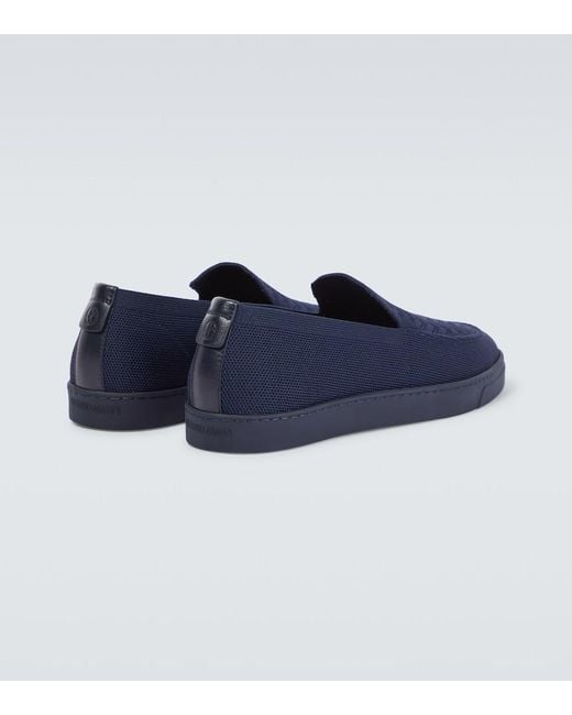 Giorgio Armani Blue Canvas Slip-On Shoes for men
