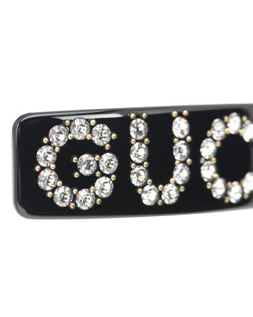 Gucci Embellished Logo Hair Clip in Black Lyst