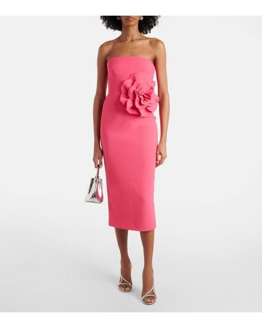 Rebecca Vallance Pink Midikleid Aus Crepe