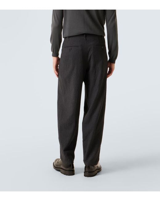 Giorgio Armani Black Virgin Wool Tapered Pants for men