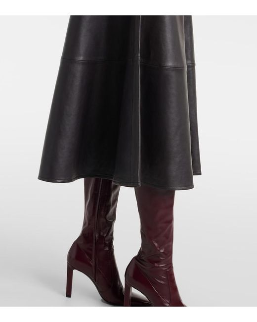 Frankie Shop Black Savil Leather Midi Skirt
