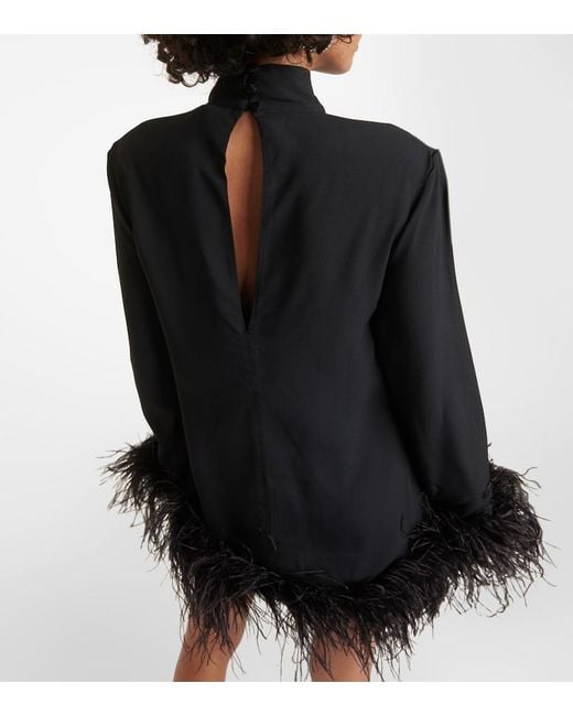 Taller Marmo Black Piccolo Ubud Feather-Trimmed Minidress