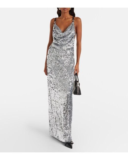 Coperni Gray Draped Sequined Gown