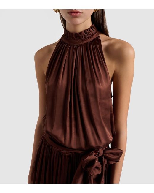 Poupette Purple Nina Halterneck Satin Maxi Dress