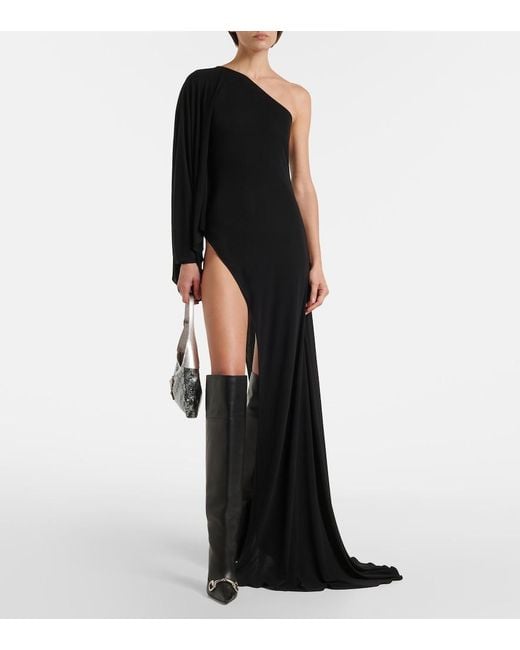 Gucci Black Asymmetric Jersey Maxi Dress