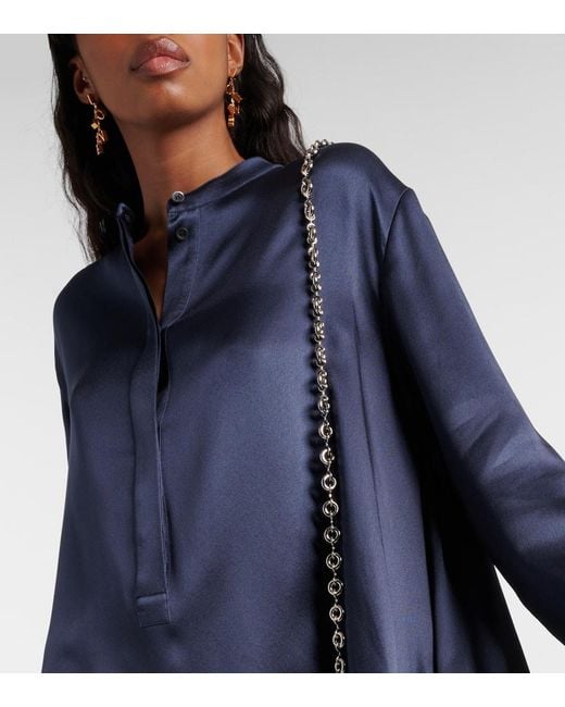 Vestido camisero de seda con cadena Loewe de color Blue