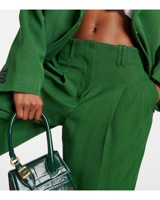 Jacquemus Green Le Pantalon Titolo High-Rise Wide-Leg Pants