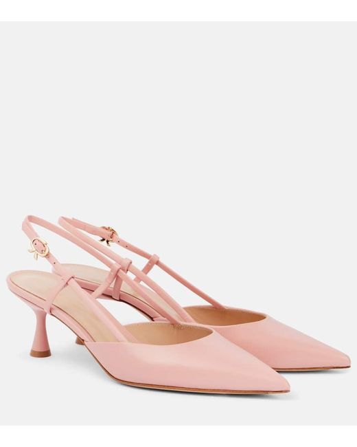 Gianvito Rossi Pink Ascent 55 Leather Slingback Pumps