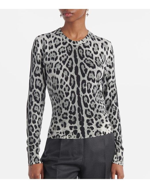Dolce & Gabbana Black Animal-Print Silk Sweater