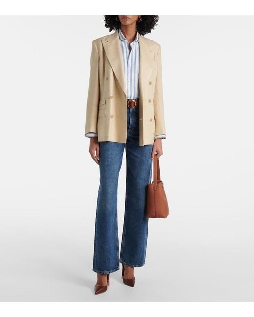 Ralph Lauren Natural Vannesa Silk And Linen-Blend Blazer