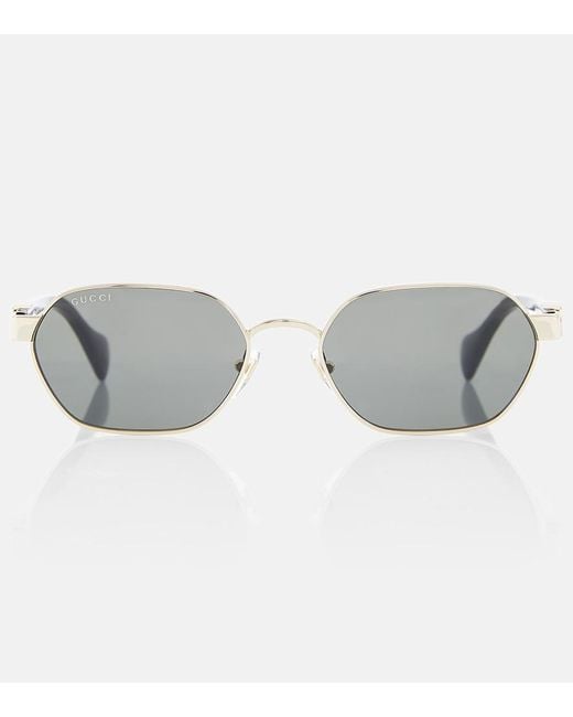 Gucci Gray Double G Round Sunglasses