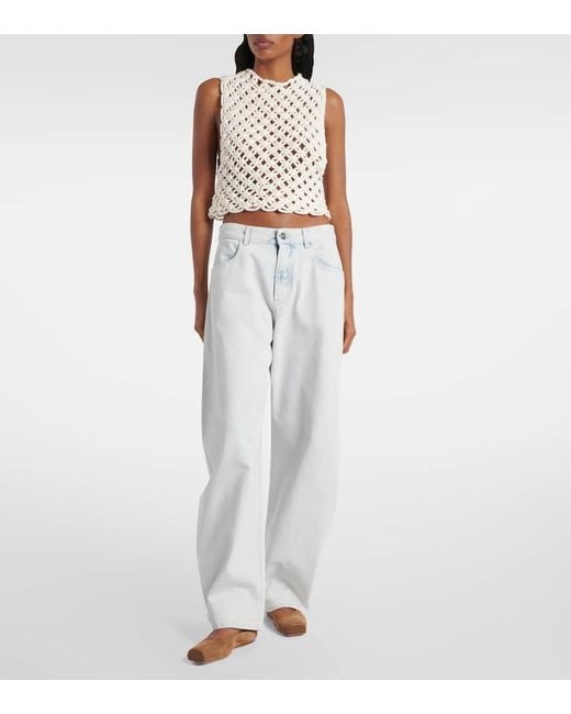 Alaïa White Low-Rise Barrel-Leg Jeans