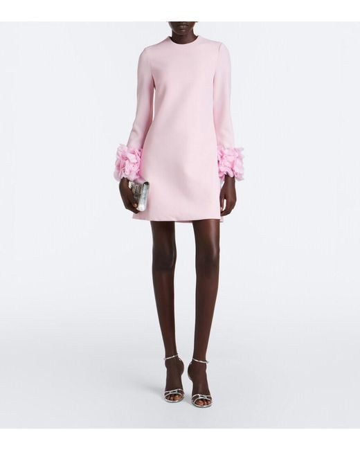 Safiyaa Pink Reffie Floral-Applique Crepe Minidress